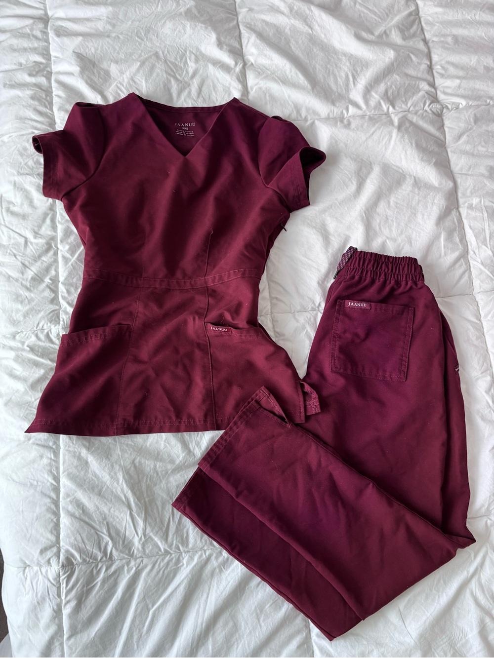 Jaanuu Burgundy V-Neck Scrub Set